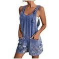 thumbnail image 1 of ASDFVBKG Womens Overalls Shorts Loose Sleeveless Shorts Jumpers Wide Leg with Pockets Cute Summer Vacation Outfits Rompers Suspenders Dark Blue 4XL, 1 of 6