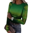 thumbnail image 1 of ASDFVBKG Womens St Patrick's Day Tops Fashion Crew Neck Basic Long Sleeve Rib Fitted Shirts Ribbed Knit Shamrock Comfortable Pullover Tops Beige XL, 1 of 6