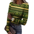 thumbnail image 1 of ASDFVBKG Womens St Patrick's Day Tops Y2k Crew Neck Basic Long Sleeve Slim Fitted Tee Shirts Ribbed Knit Shamrock Cozy Pullover Tops Army Green M, 1 of 6