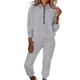 thumbnail image 1 of ASDFVBKG Womens Sweatsuits Sets Long Sleeve Lounge Half Zip Sweatshirt Jogger Sweatpants Solid Color Loose Fit Outfits Trendy Fall Winter Tracksuit with Pockets 2025 Light Gray 2XL, 1 of 6