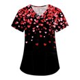thumbnail image 1 of ASDFVBKG Womens Valentine's Day Scrub Top Short Sleeve V-Neck Casual Scrub Tops Heart Printed Nursing Medical Uniform Dressy Top with Pockets Hot Pink L, 1 of 7