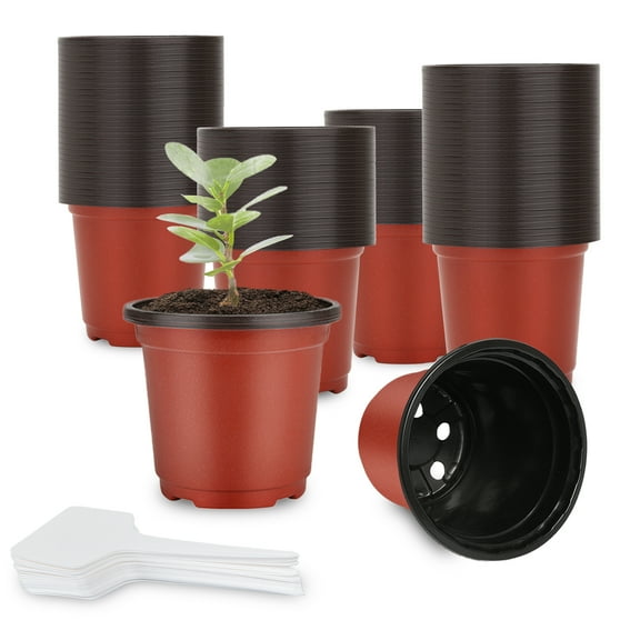 ASDIIT 100pcs Seedling Pots 4.7 Inch Plastic Pots for Plants Nursery Seed Starter Pots Indoor Outdoor Greenhouse Accessories Red