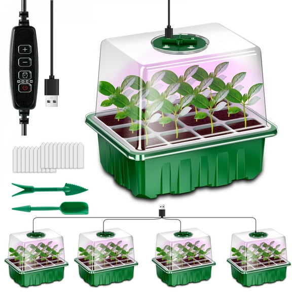 ASDIIT 60-Cell Greenhouse Seed Starter Kit with Smart Timers, 5-Pack