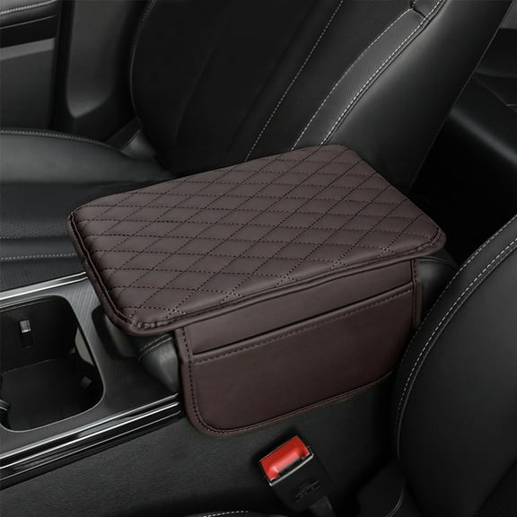 ASDIIT Middle Console Cover Anti-Fouling and Storage Car Central Armrest Pillow Protective Cover Waterproof Mocha Brown