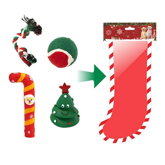 ASDIIT Puppy Teething Toys Gift Set Squeaky Dog Toy Christmas Gifts for Dog Small Medium and Large Breeds Bag Set for New Puppy Shopping List (Tennis balls/Nibbling Ropes/Crutches/Christmas Tree)