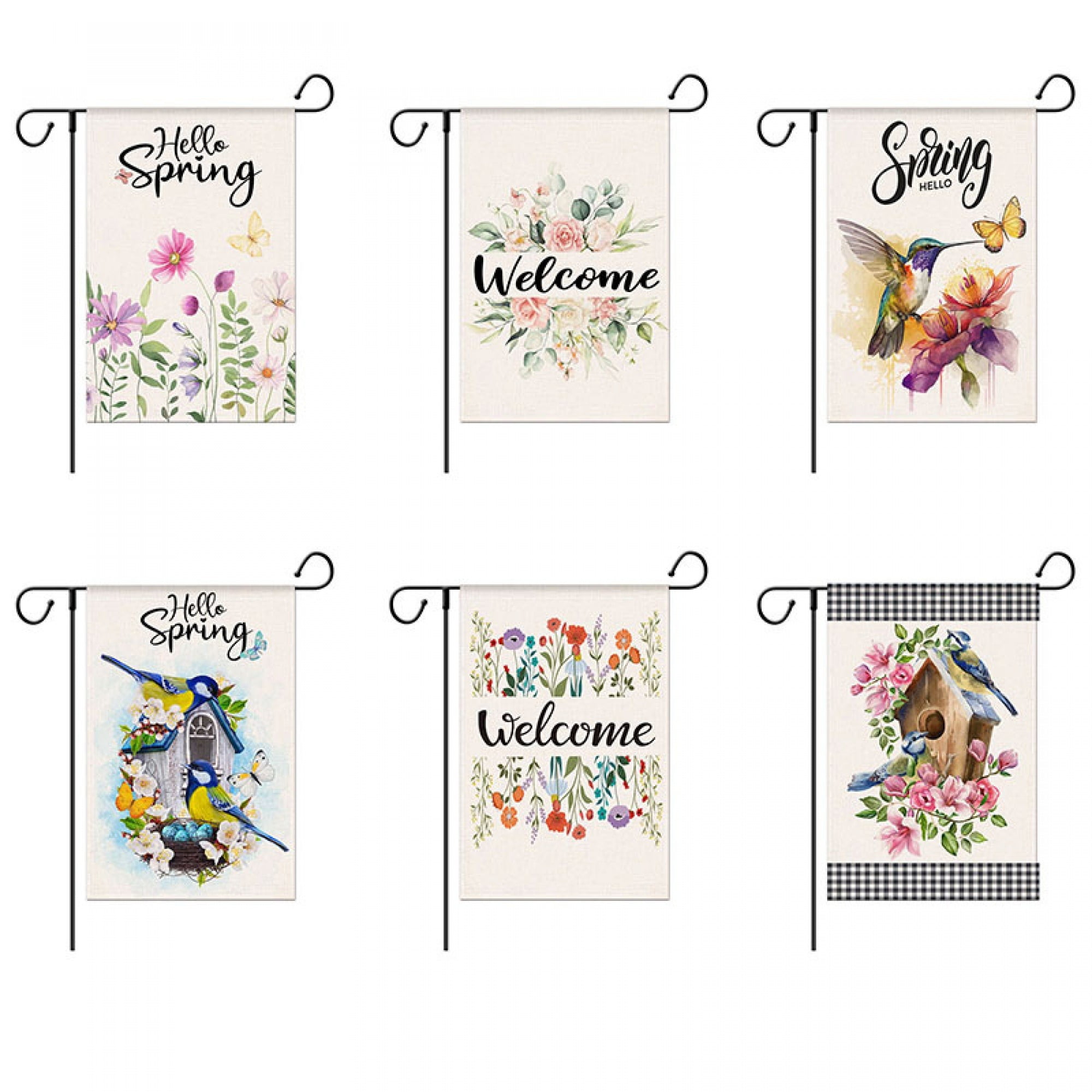 Large Spring Flags ASDIIT Spring Garden Flags for Outside 6pcs Yard Flags 12x18 Double ...
