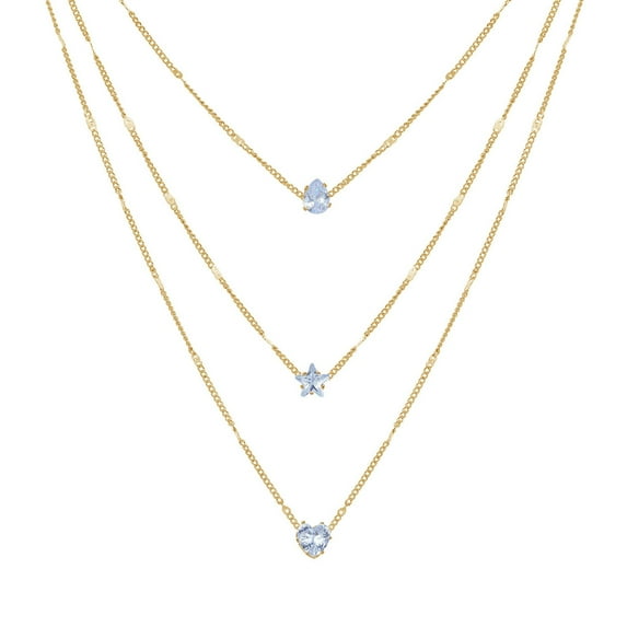 ASDIIT Women Necklace Multi-Layer Pendant, Star Heart Teardrop Design,Gold Vintage Collarbone Chain