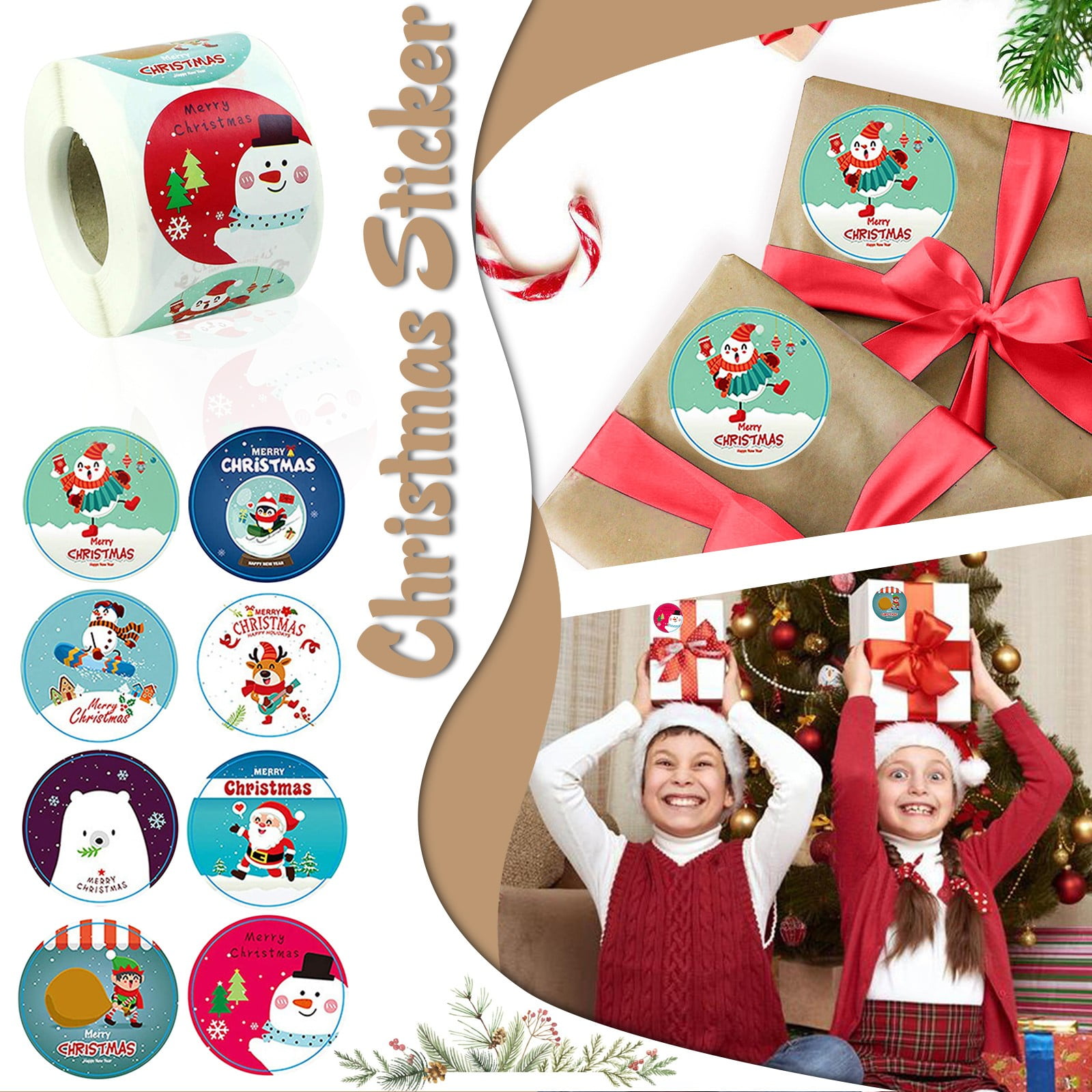 ASDYO 1 Gift Label Stickers Holiday Stickers Roll Gift Decorations Pack