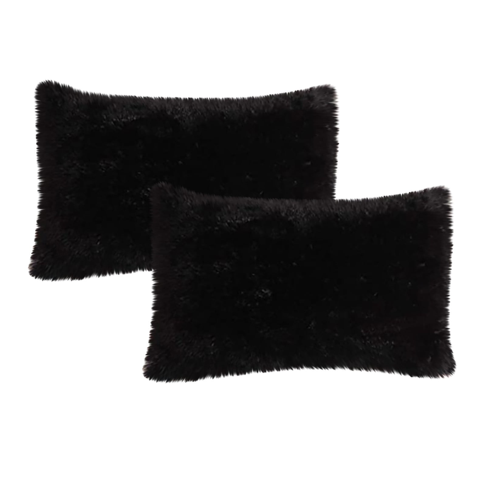 ASDYO 2 Pack Soft Fluffy Pillow Cases Shaggy Plush Pillow Shams Pillowcases Faux Pillow Covers Furry Velvet Decorative Pillow for Bed Sofa Couch Zipper Closure Pillow Case Walmart