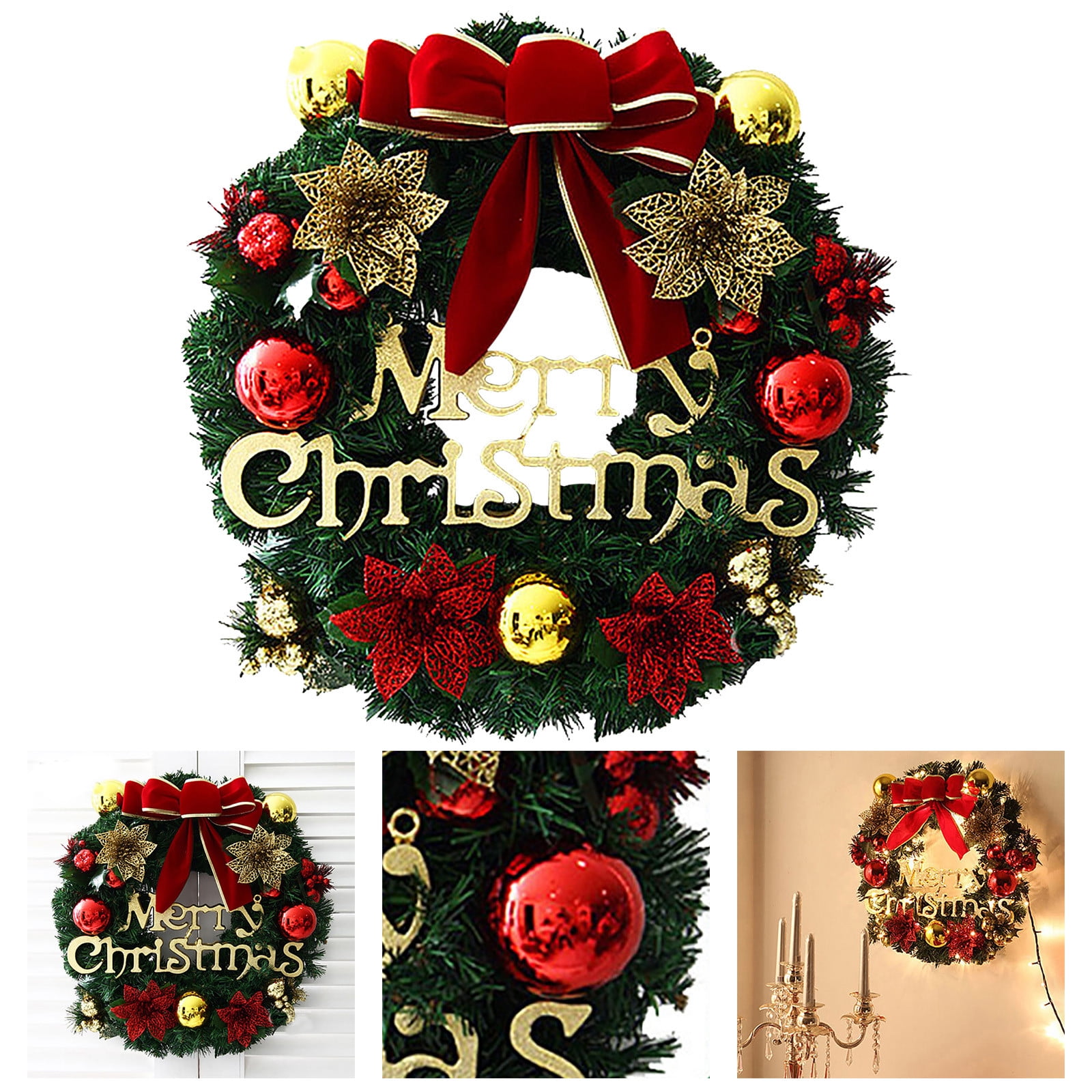 ASDYO 30cm Christmas Wreath Simulation Wreath Hanging Window Props On