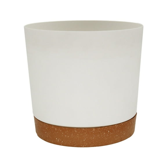 ASDYO Flower Pots White Plant Pots Set of 1 Pack 8 inch,Planters with Drainage Holes Saucer.Plastic Decor Flower Pots Imitation Wine Barrel Design,for Indoor & Outdoor Garden Home Plants (Brown)