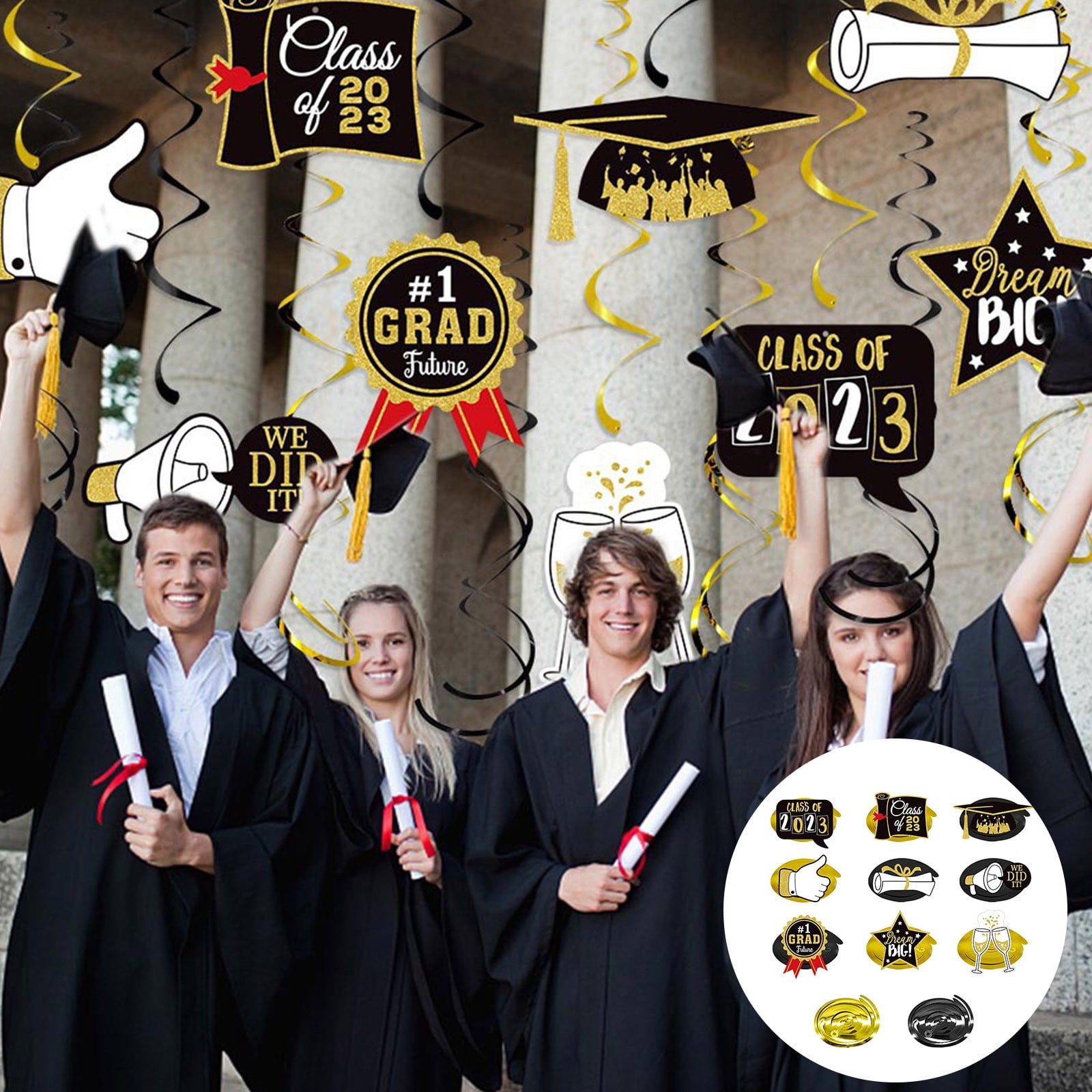 ASDYO Graduation Decorations Pre Assembled Hanging Swirls 2023 Banner