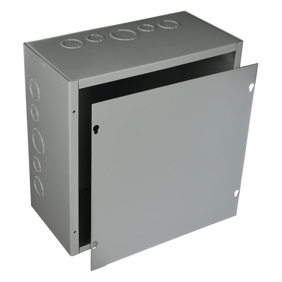 ASE12X12X6 Pull Box, Screw Cover with Knockouts, Steel, 12" x 12" x 6", Gray