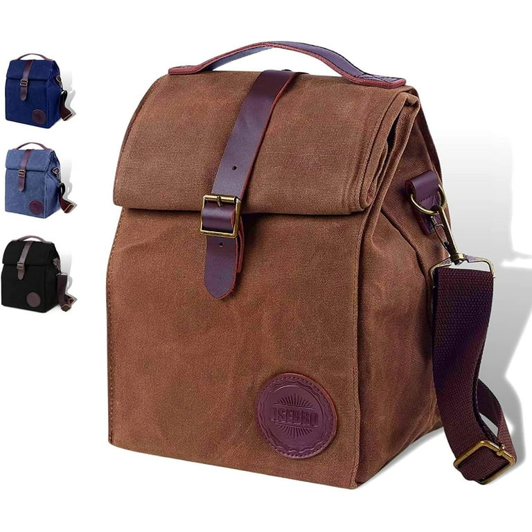 ASEBBO Insulated Lunch Bag 10L Sturdy Waxed Canvas Lunch Box for Men and Women Leakproof Insulated Cooler Bag for Work Picnic Hiking Lunchbox for