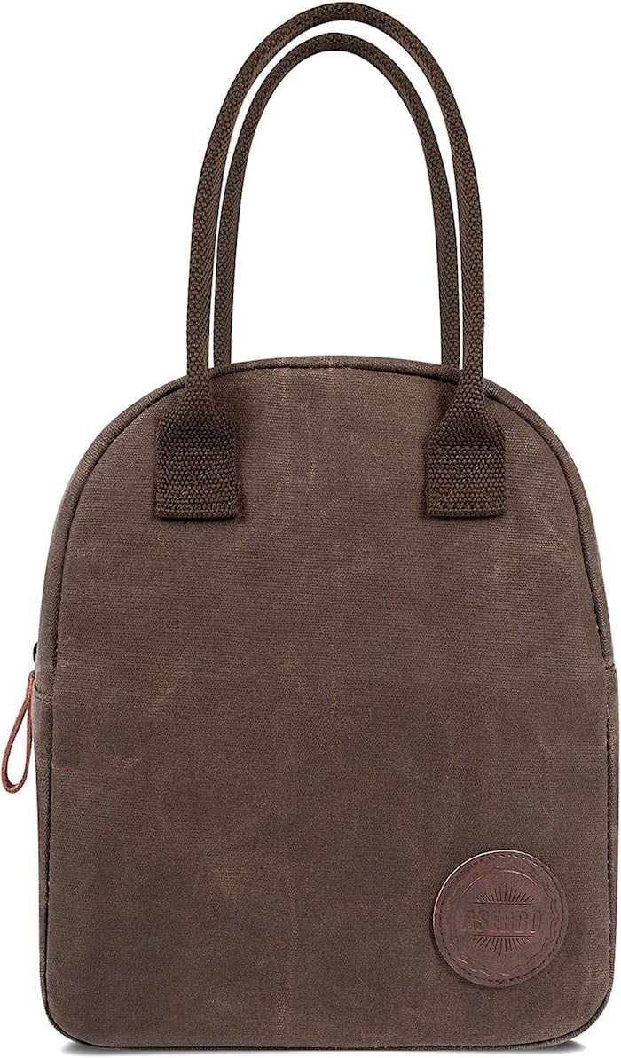 ASEBBO Original Lunch Tote – 10L Reusable Lunch Bag - Insulated Waxed Canvas  (Chocolate Brown)