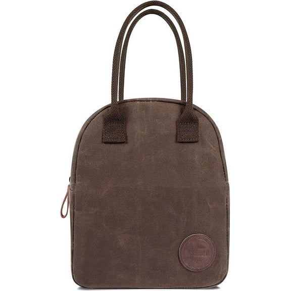 ASEBBO Original Lunch Tote – 10L Reusable Lunch Bag - Insulated Waxed Canvas (Chocolate Brown)