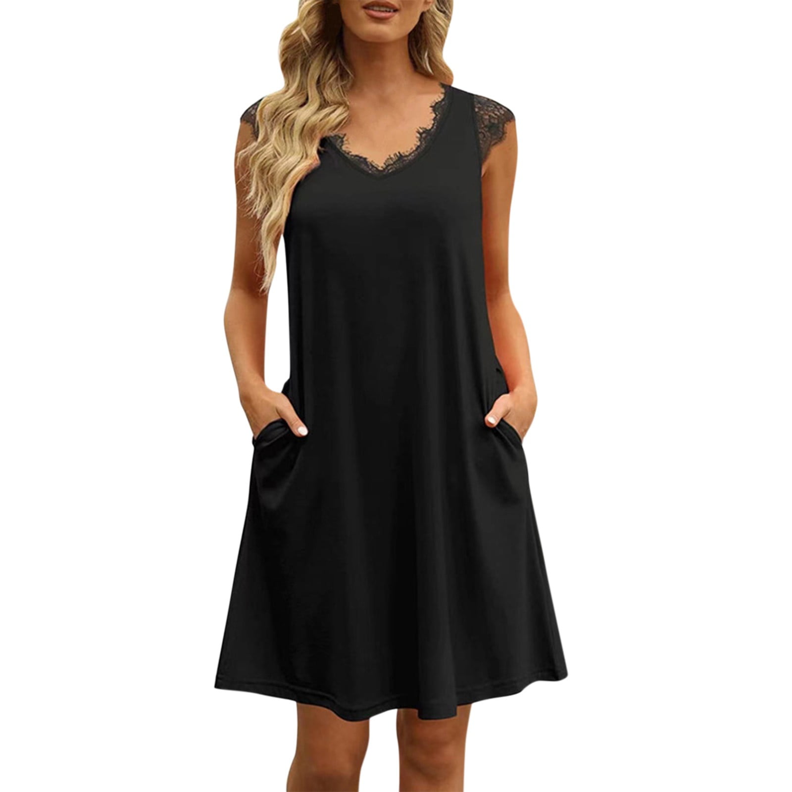 Lace dress with shorts deals underneath