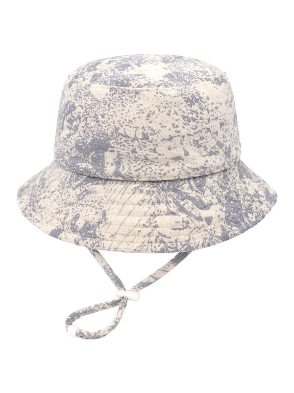 Baby Bucket Hat Breathable Cotton Adjustable Sun Cap for Boys Girls Outdoor Light Blue 12-36 Months