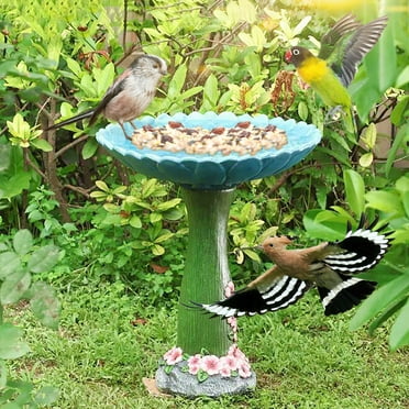 ASEIDFNSA Bird Bath for Outside Sunflower Polyresin Birdbath Lightweight Birdbath Bowl with Rabbit Statue Antique Outdoor Bird Bath for Home Garden Yard
