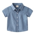 thumbnail image 1 of ASEIDFNSA Boys Denim Western Shirts Short Sleeve Button Down Tops with Chest Pocket 1-2 Years, 1 of 6