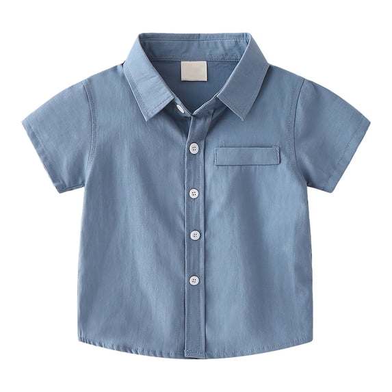 ASEIDFNSA Boys Denim Western Shirts Short Sleeve Button Down Tops with Chest Pocket 1-2 Years