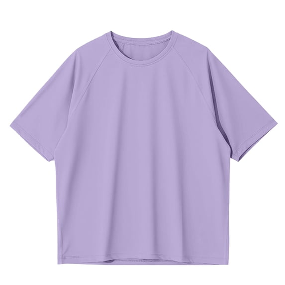 ASEIDFNSA Boys Mesh Athletic T-Shirts Short Sleeve Plain Crewneck Summer Tees(Purple,9-11 Years)