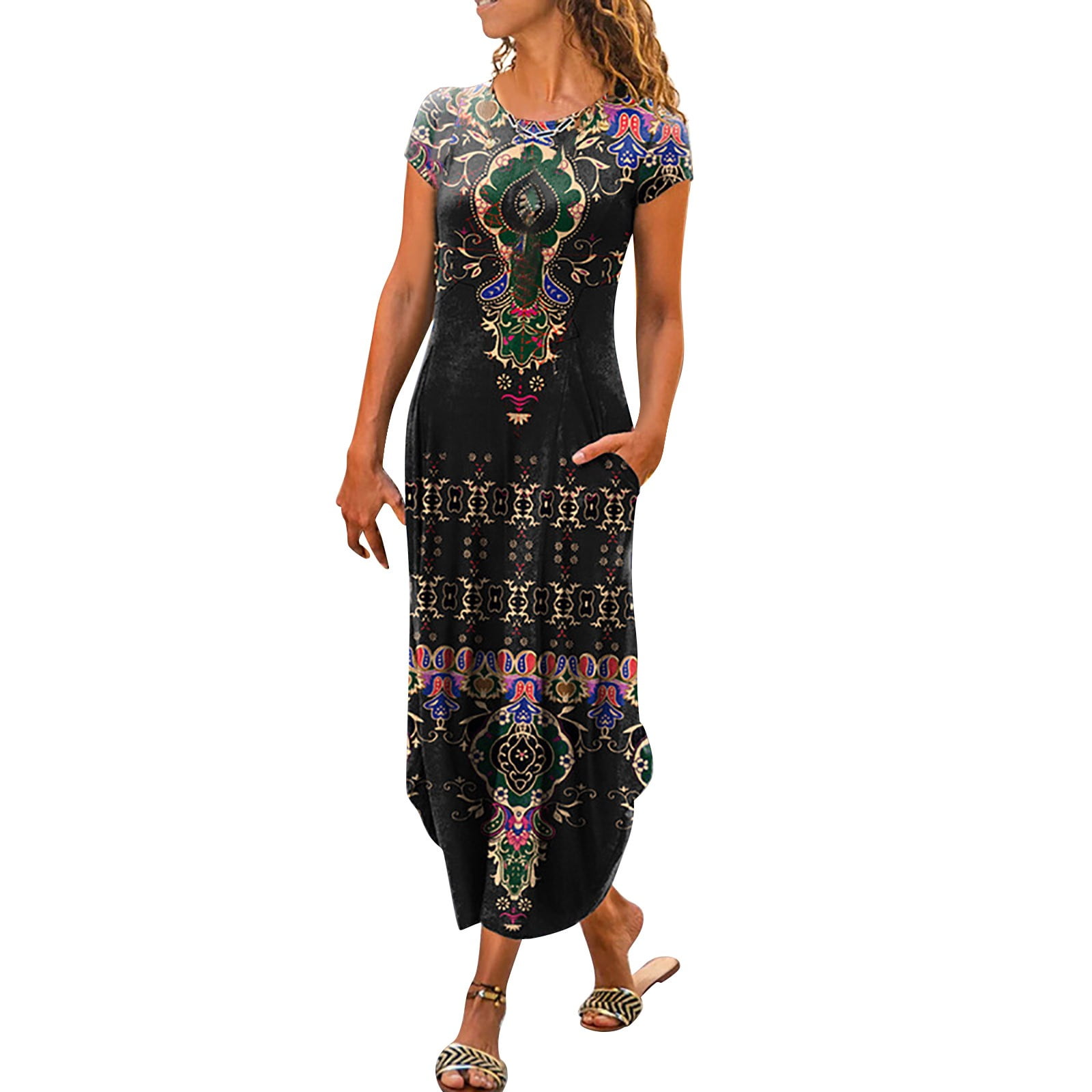 Women's Summer T Shirt Maxi Dress Batwing Sleeve,Sales,Cute Stuff Under 5  Dollars, Clothing,1 Cent,Liquidation Returns,Prime Early Access Deals for  Prime Members