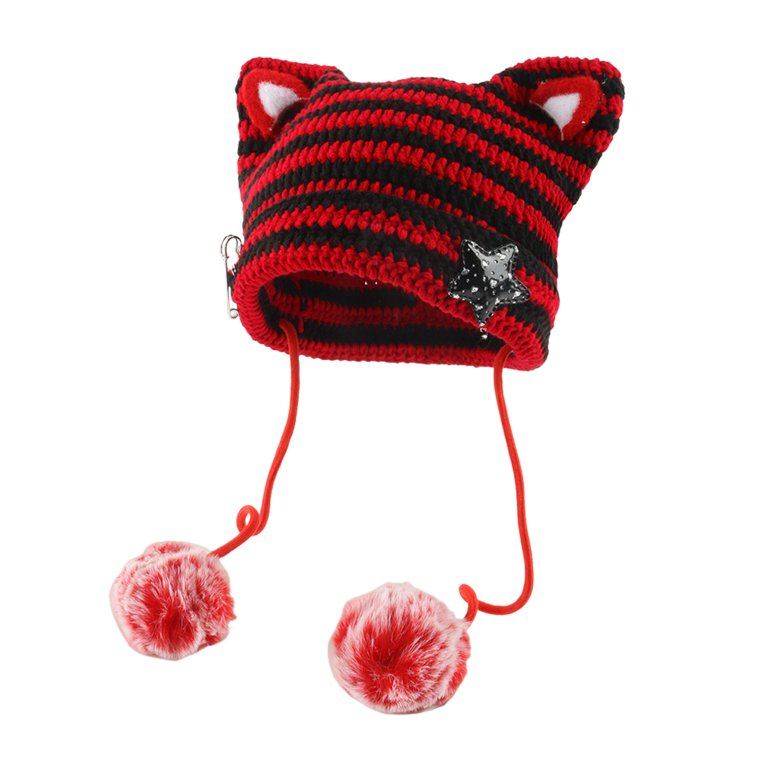 帽子 andwang Fluffy cat knit hat Fluffy cat knit hat