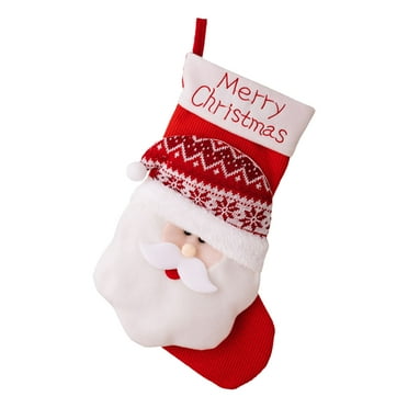 ASEIDFNSA Christmas Decorations 3D Knit Socks for The Elderly Children Gift Bag Red Christmas Stocking Hanging Ornaments for Xmas Holiday Party Decor Housewarming Gifts New Home White