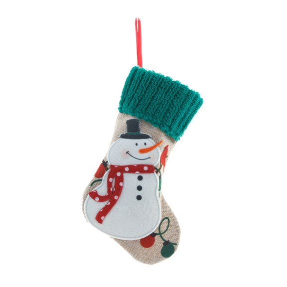 ASEIDFNSA Cute Knitted Fabric Oversized 3D Christmas Stocking Ornaments Snowman and Father Christmas Pattern with Santa, Snowman, Christmas Tree and Stocking Green