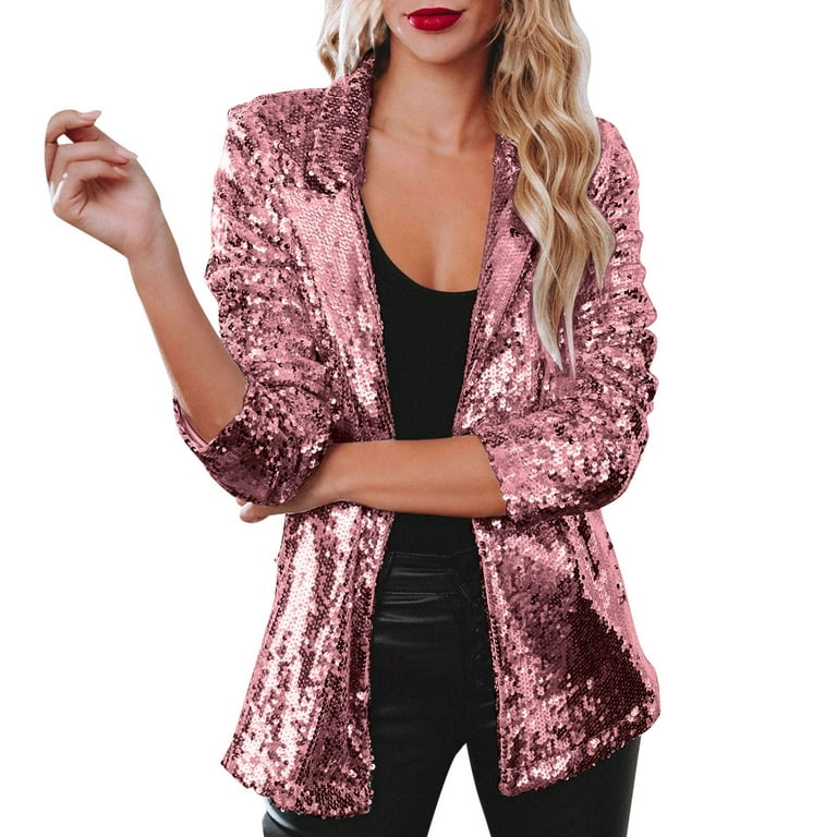 ASEIDFNSA Fashion Jackets for Women Plus Size Winter Clothes Women Sequins  Blazer Sequin Jacket Casual Long Sleeve Glitter Party Shiny Lapel Coat Rave  Outerwear 