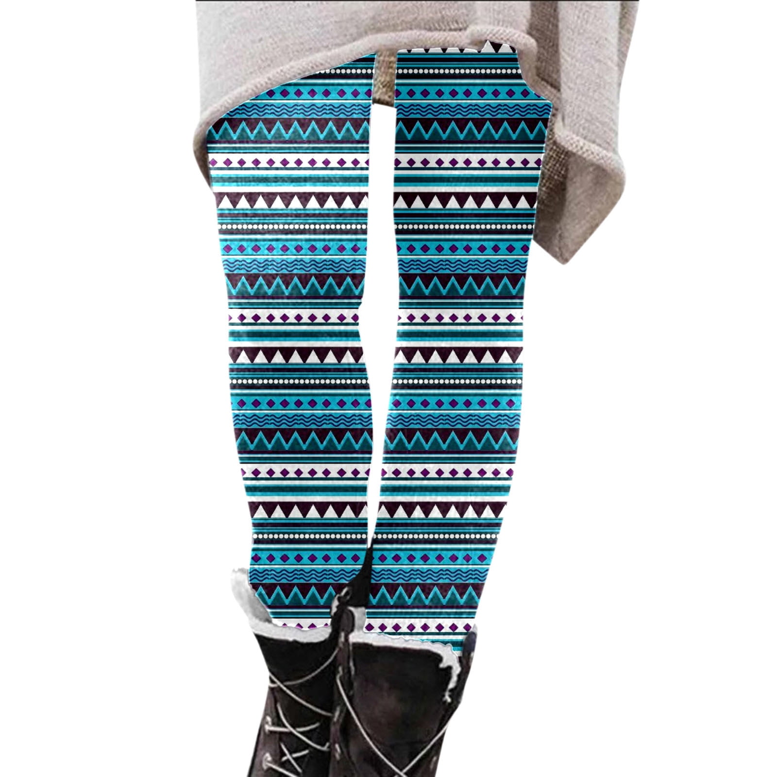 ASEIDFNSA Fullsoft Leggings Soft Leggings Women Autumn And Winter Retro  Ethnic Stripe Print Winter Low Waist Leggings 