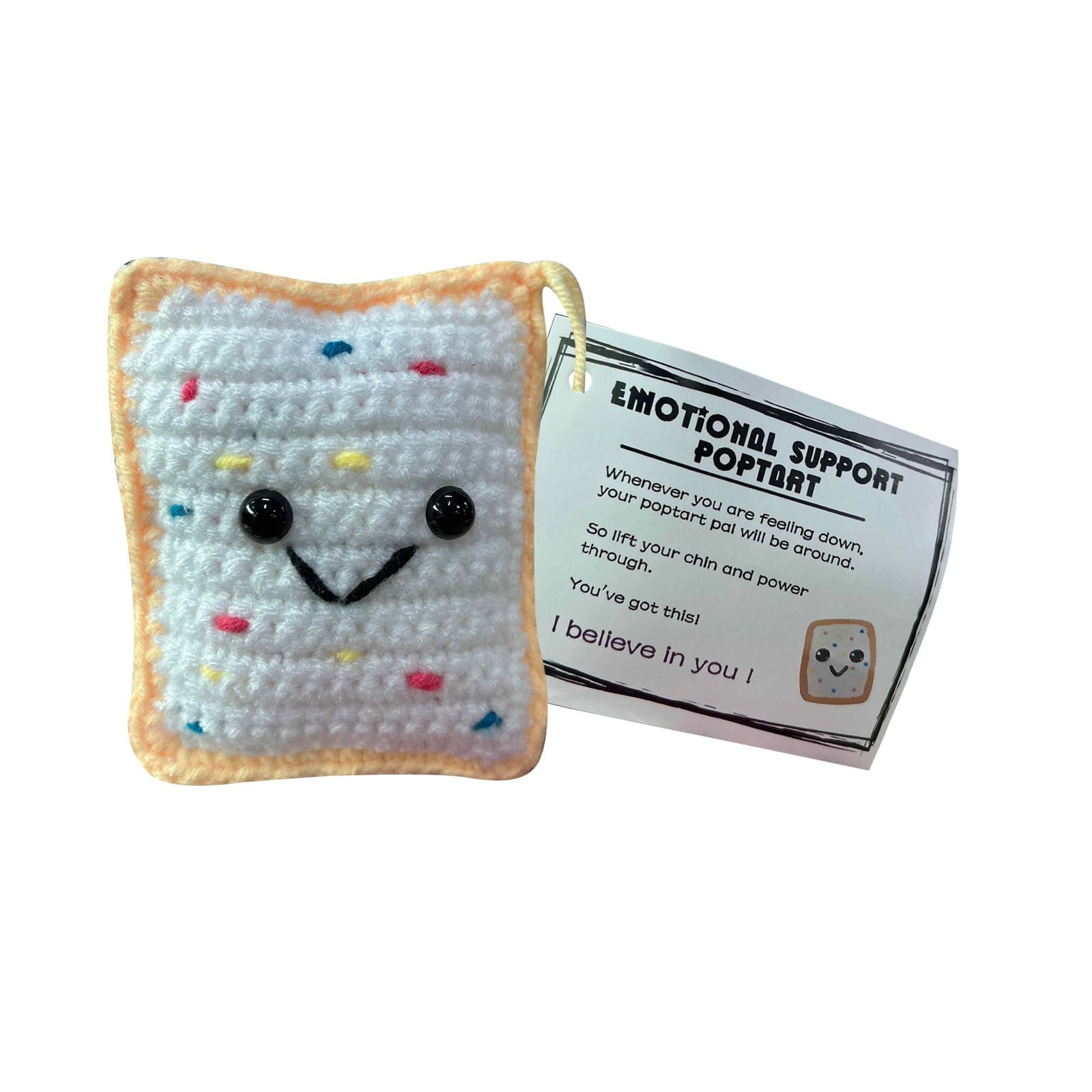 Positive Energy Crochet Ghost Doll - Funny Cute Encouragement Toy For Desk, Home Decor, Gift (White)