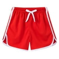 thumbnail image 1 of ASEIDFNSA Girls Dolphin Shorts with Drawstring Waist White Trim and Lightweight Sport Fabric (Red,5-6 Years), 1 of 5