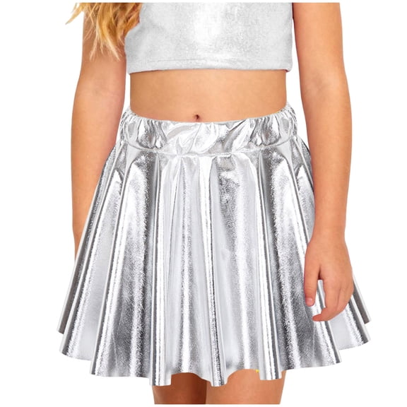 ASEIDFNSA Girls Summer Metallic Skater Skirt with Shiny A Line Fit for Ballet Dance 8-10 Years