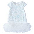 thumbnail image 1 of ASEIDFNSA Girls Summer Sequin Dress with Feather Hem and Sleeveless A Line Party Fit 4-5 Years, 1 of 3