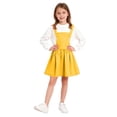 thumbnail image 1 of ASEIDFNSA Girls Suspender Skirt with Bib Front Button Straps Elastic Waist and A Line Fit (Yellow,2-3 Years), 1 of 5