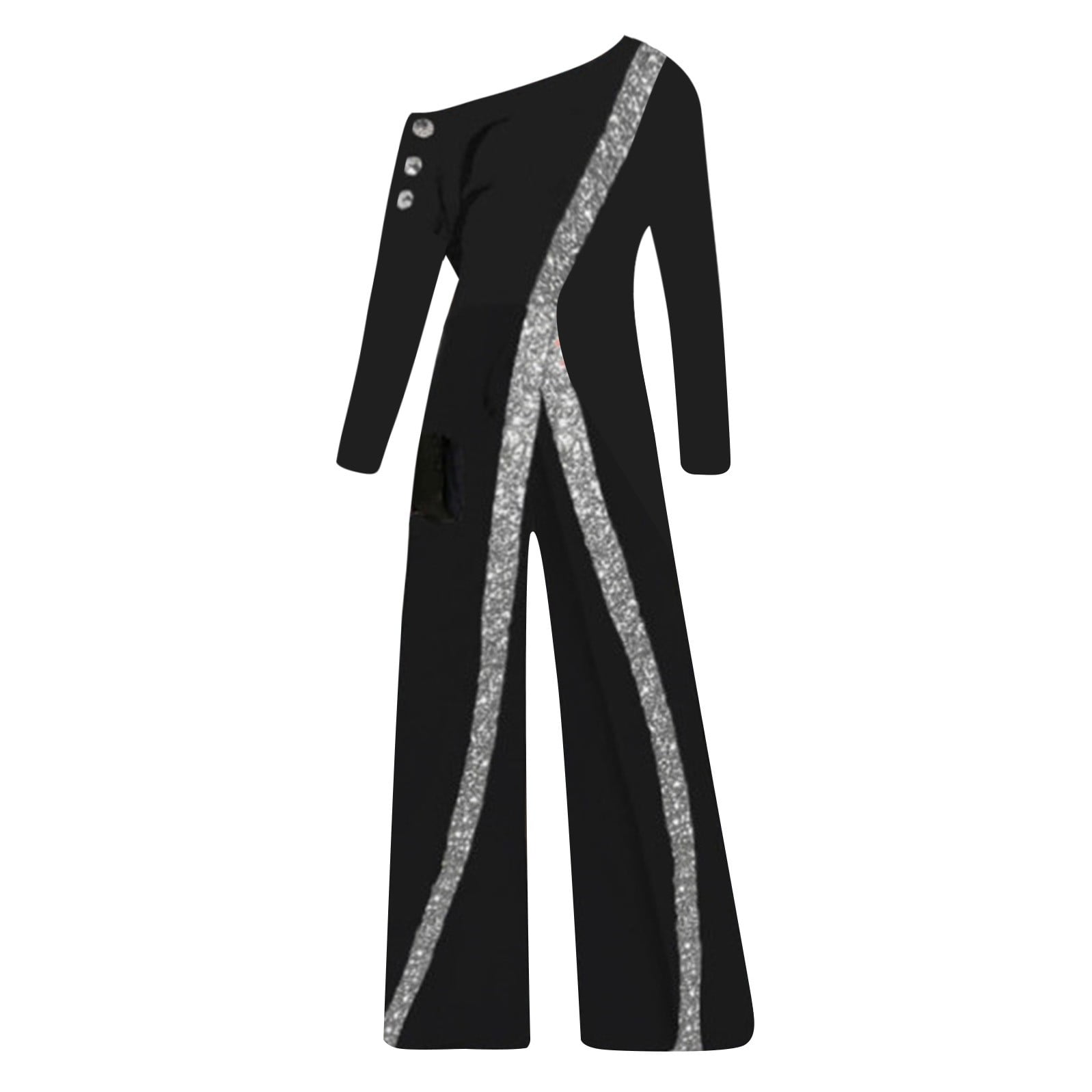 ASEIDFNSA Jumpsuits for Women Dressy Suit Plus Size Women'S Slanted Shoulder Stitching Long