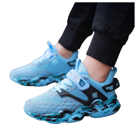 ASEIDFNSA Kids Shoes Toddler Boys Girls Mesh Lightweight Athletic Strap Running Sneakers Light Blue 4