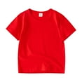 thumbnail image 1 of ASEIDFNSA Kids Solid Tee with Crew Neck Shape Basic Knit Top and Bright Summer Color (Red,12-18 Months), 1 of 3