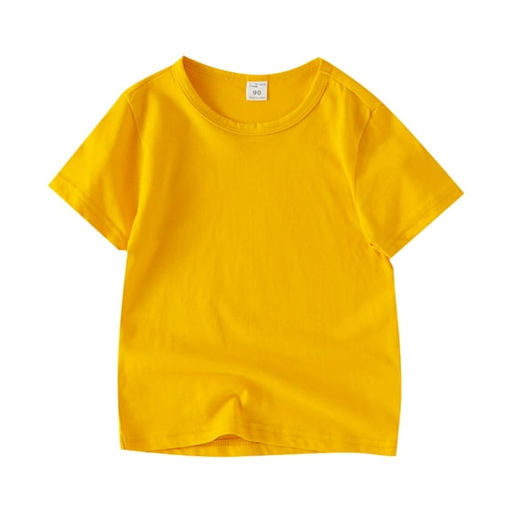 ASEIDFNSA Kids Solid Tee with Crew Neck Shape Basic Knit Top and Bright Summer Color (Yellow,12-18 Months)