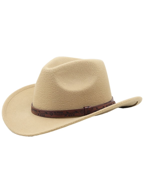 Kids Western Cowboy Hat with Floral-Pattern Hatband, Beige