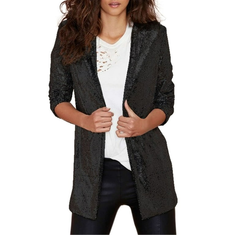 ASEIDFNSA Long Jackets for Women Jacket for Women Women Sequins Blazer  Sequin Jacket Casual Long Sleeve Glitter Party Shiny Lapel Coat Rave  Outerwear