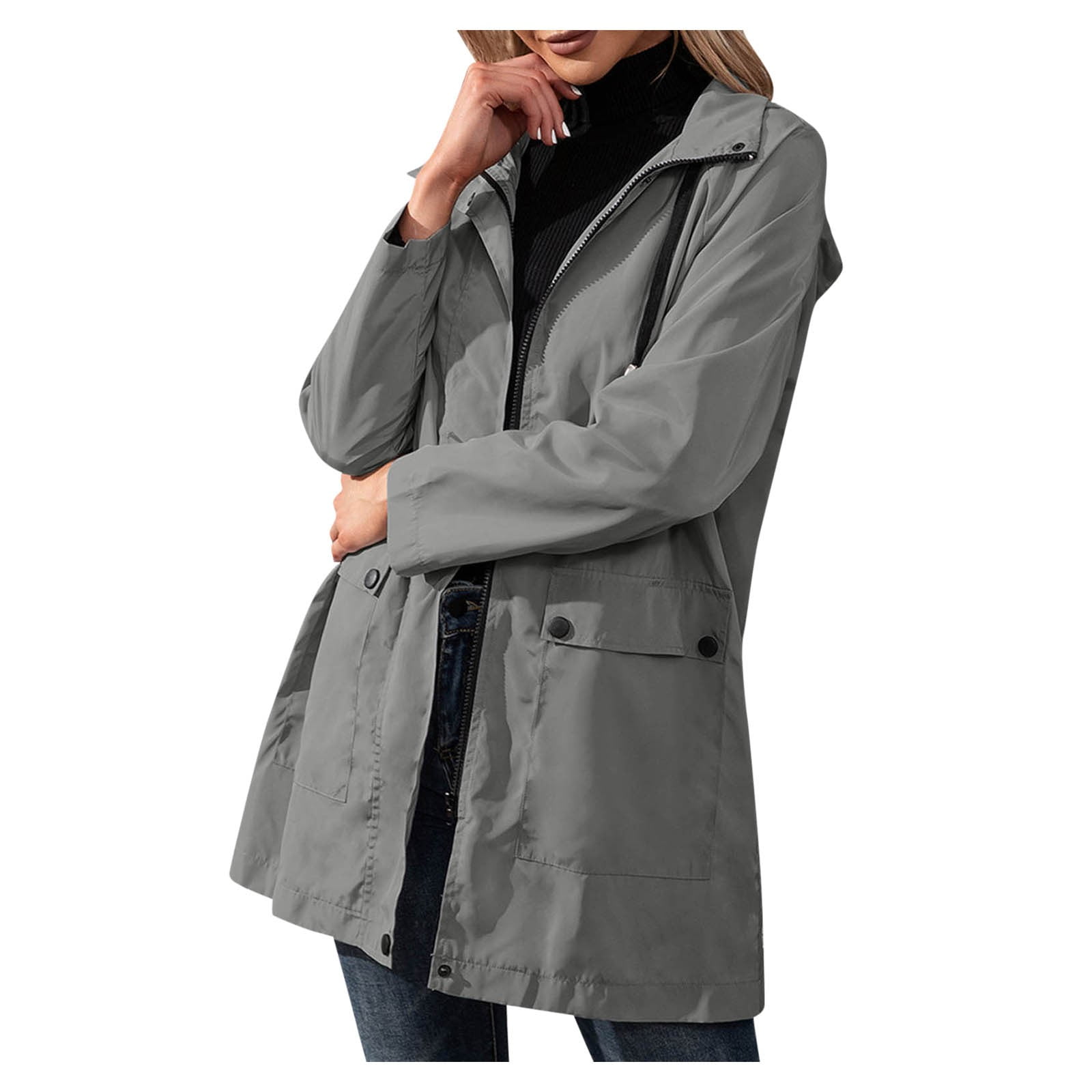 ASEIDFNSA Tan Flannel Petite Women Jacket Raincoat Rain Lightweight Rain Womens Waterproof Windproof Jackets Coat Windbreaker Women S Coat Walmart