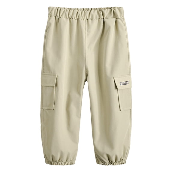 ASEIDFNSA Toddler Boys Cargo Jogger Pants with Elastic Waist Side Pockets Cuffed Leg Size 4-5 Years