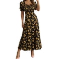 thumbnail image 1 of ASEIDFNSA Women Floral A Line Dress Square Neck Puff Sleeve Smocked Summer Midi Dress, 1 of 4