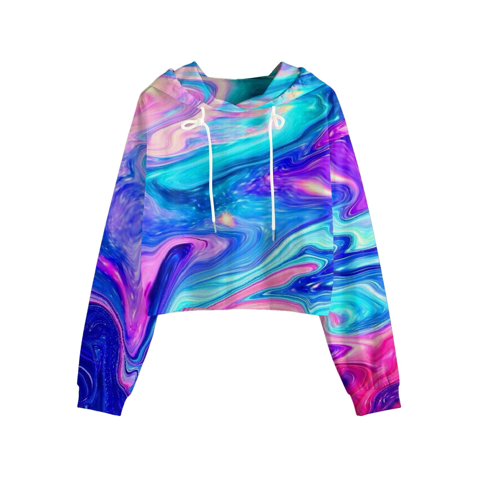 VMESZQFG Cropped Hoodie Women's Tie Dye Hoodie Sweatshirt