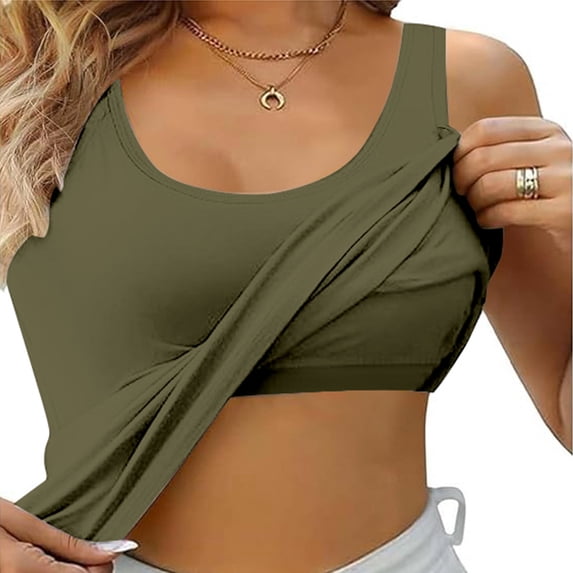 ASEIDFNSA Womens Built in Bra Tank Top Padded Crew Neck Sleeveless Workout Camisole Summer Clothes