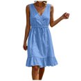 thumbnail image 1 of ASEIDFNSA Womens Cotton Midi Dress Sleeveless V Neck Tiered A Line Summer Sundress, 1 of 5