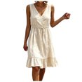 thumbnail image 1 of ASEIDFNSA Womens Cotton Midi Dress Sleeveless V Neck Tiered A Line Summer Sundress, 1 of 5